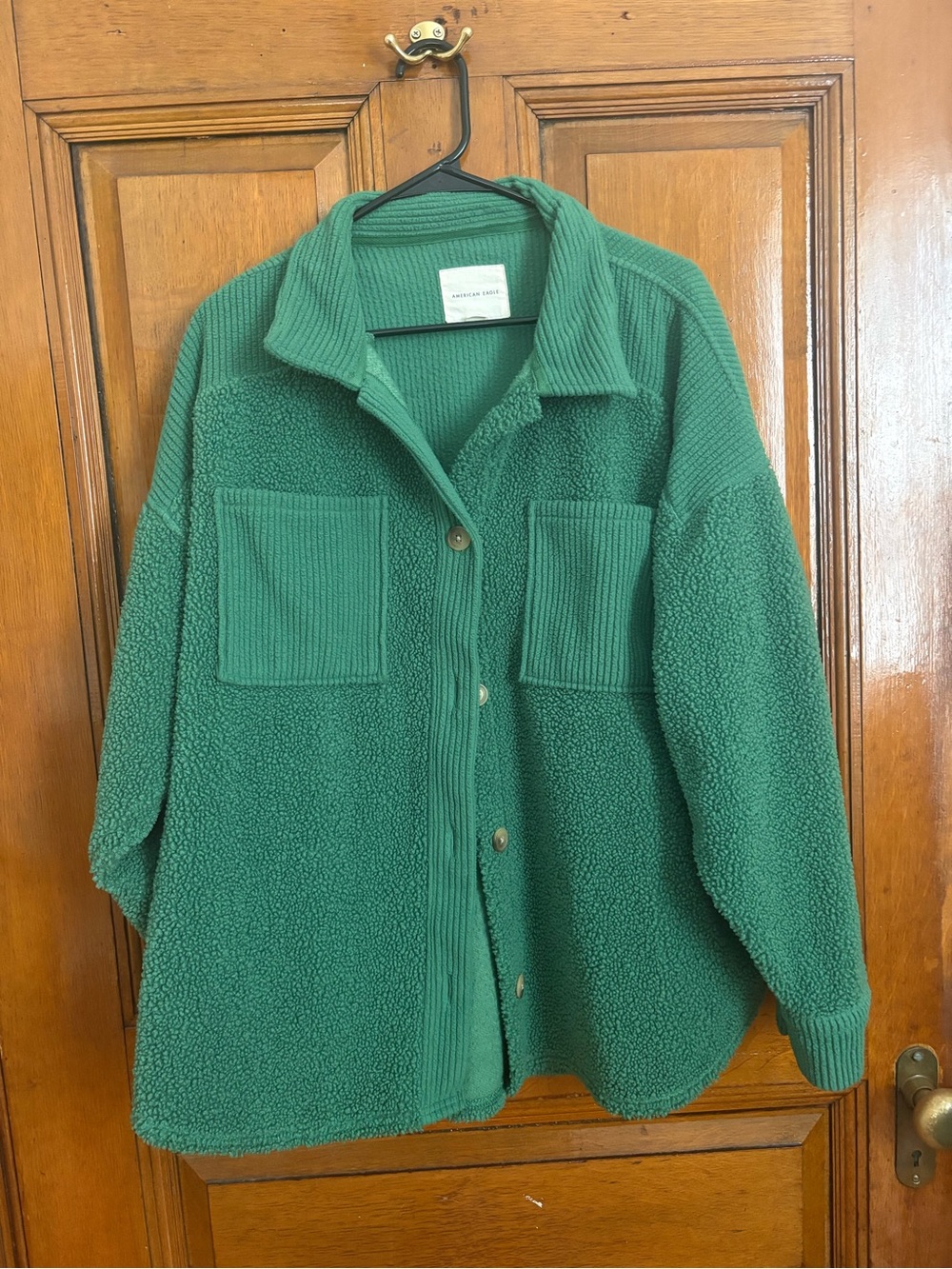 American Eagle Sherpa Teddy Fleece Button Front Jacket L